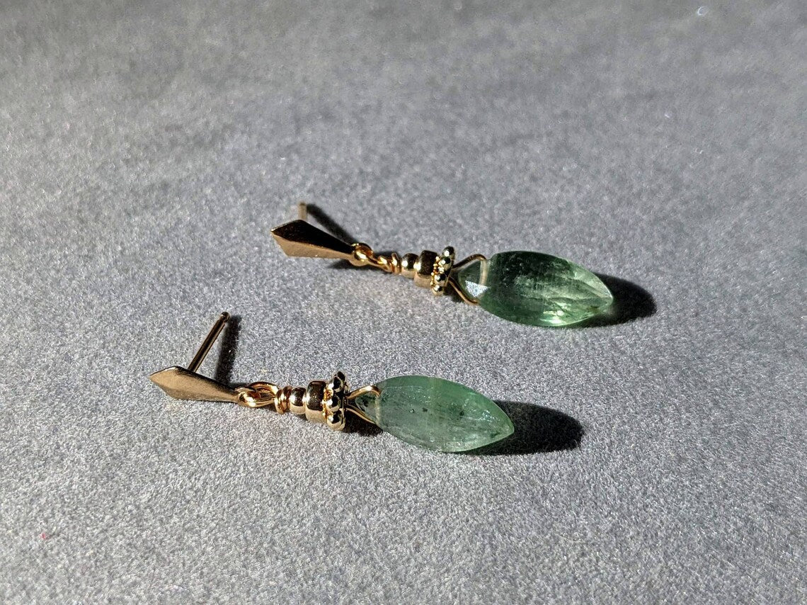 Green Kyanite Marquise Earrings