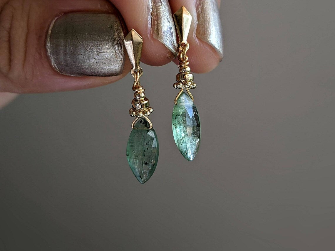 Green Kyanite Marquise Earrings