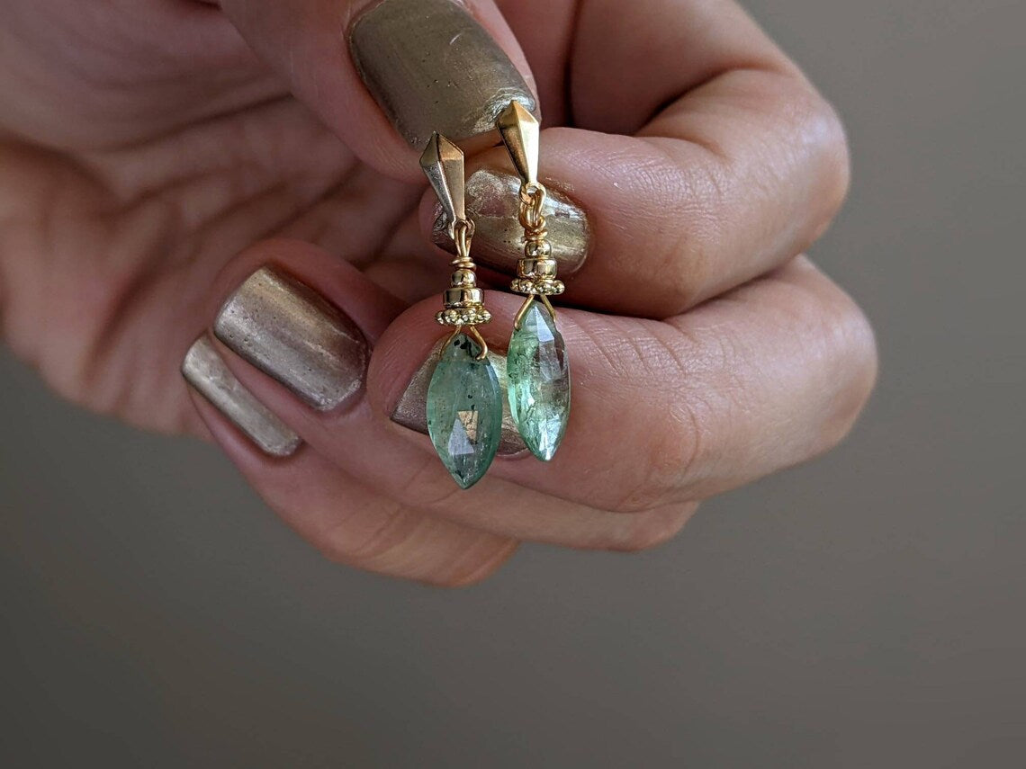 Green Kyanite Marquise Earrings