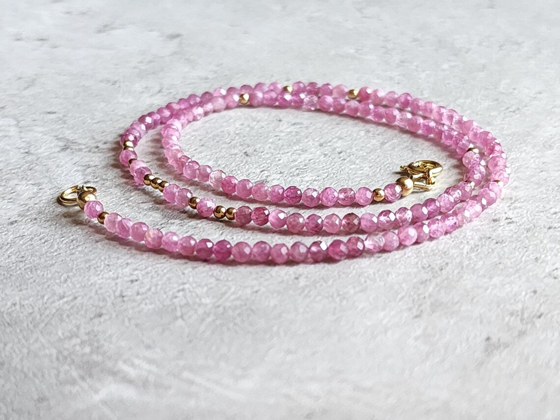 Pink Tourmaline Stacking Necklace