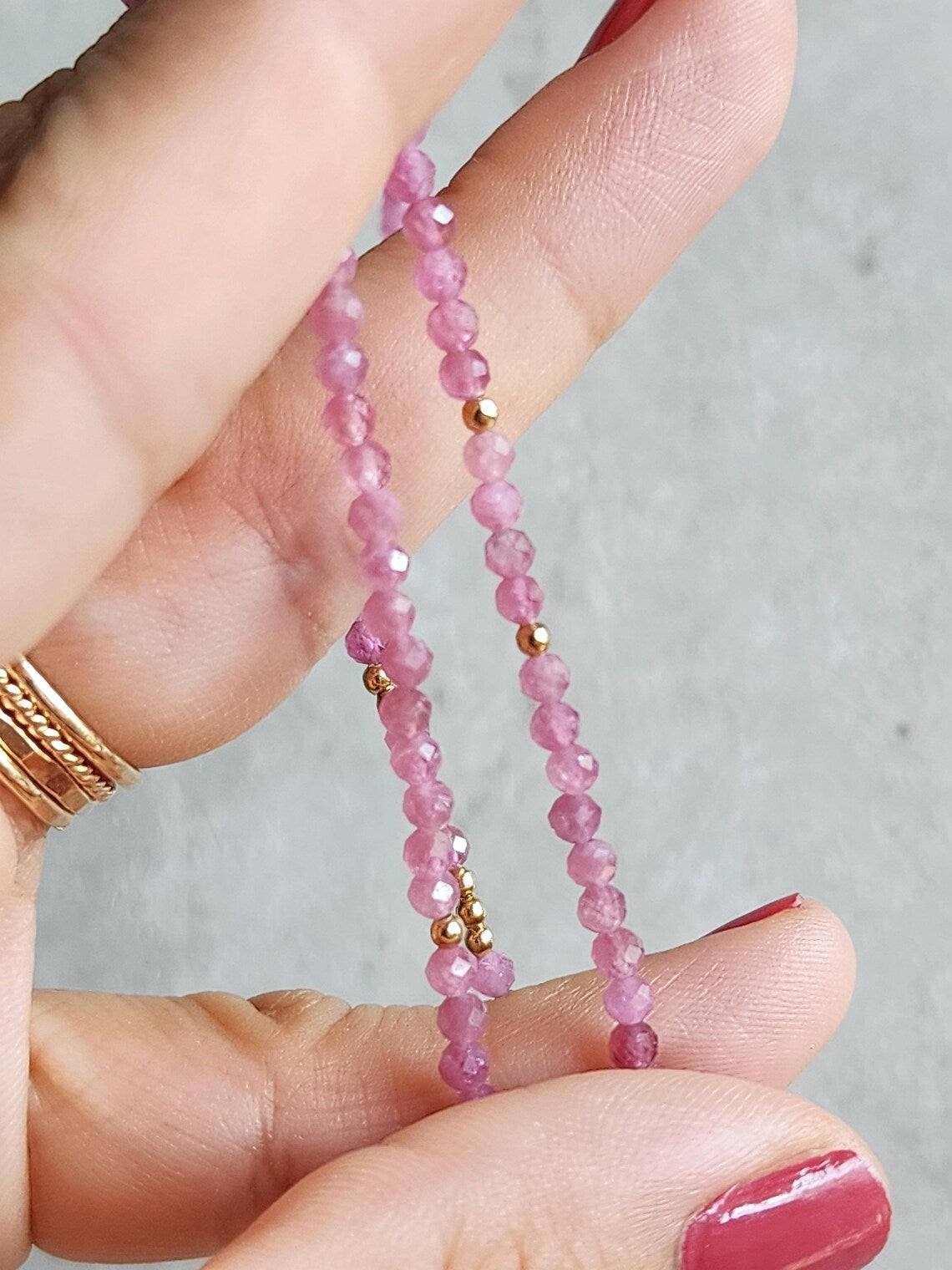 Pink Tourmaline Stacking Necklace
