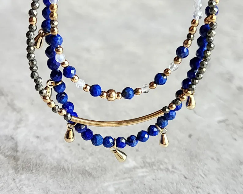 Lapis Lazuli Stacking Necklace Set