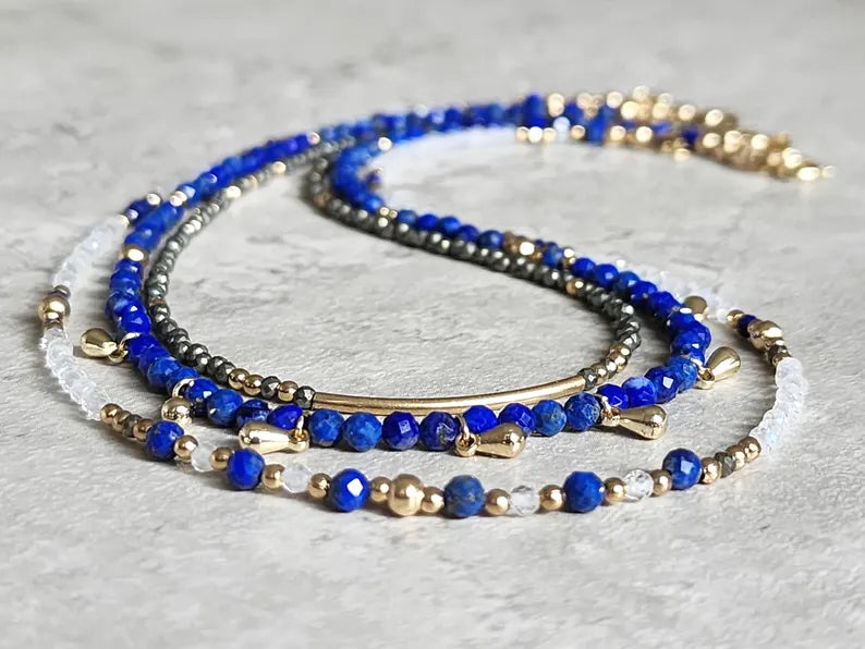 Lapis Lazuli Stacking Necklace Set