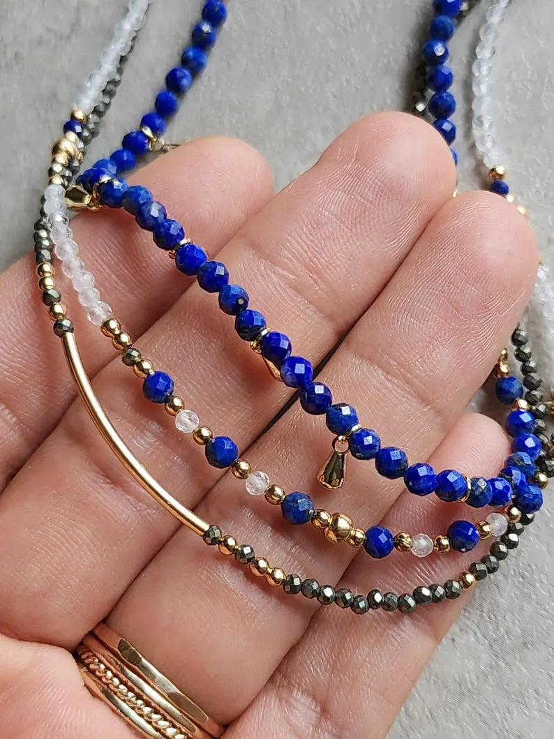 Lapis Lazuli Stacking Necklace Set