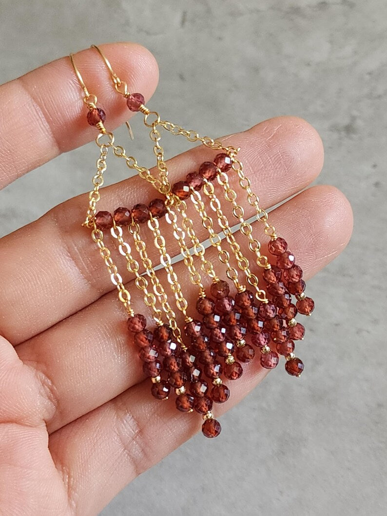 Garnet Chandelier Earrings