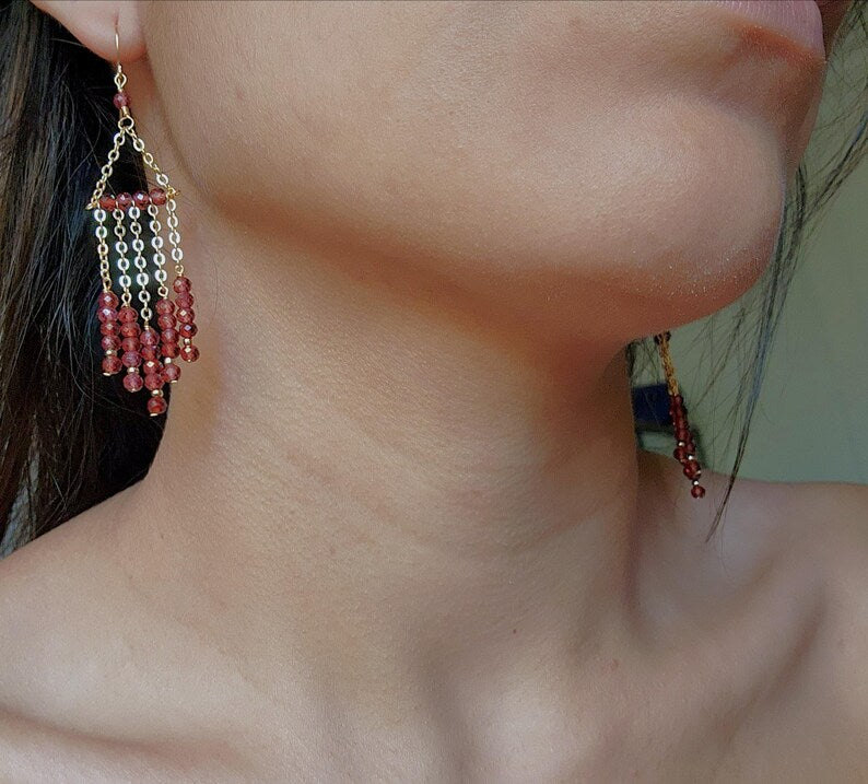 Garnet Chandelier Earrings