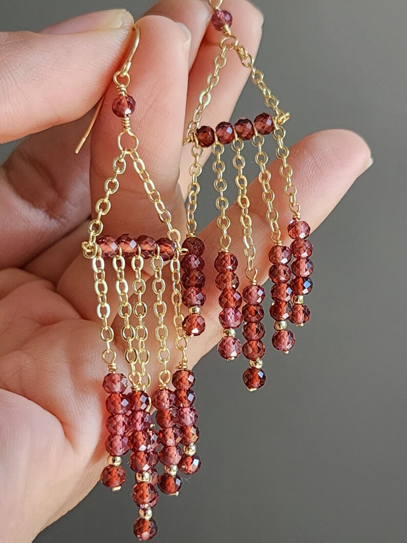 Garnet Chandelier Earrings