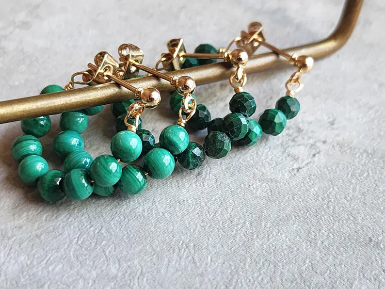 Malachite Mini Hoops Earrings