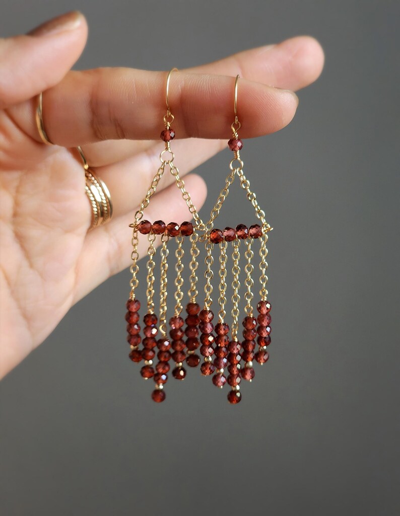Garnet Chandelier Earrings