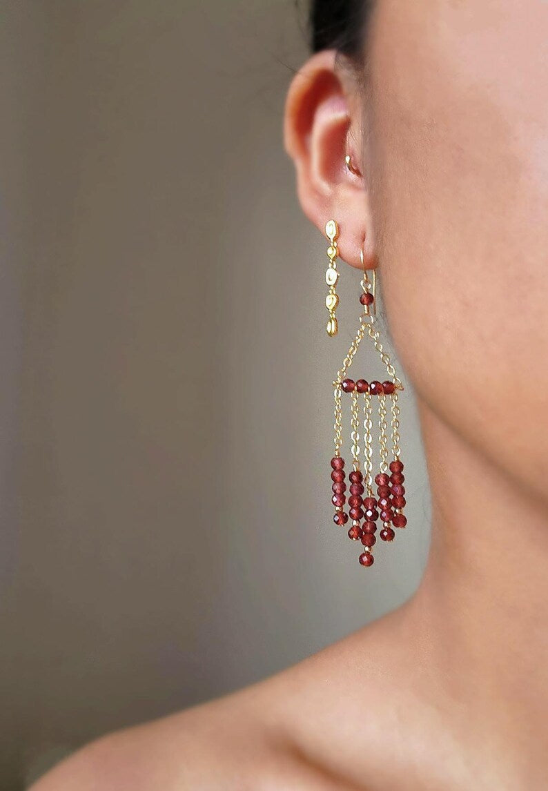 Garnet Chandelier Earrings