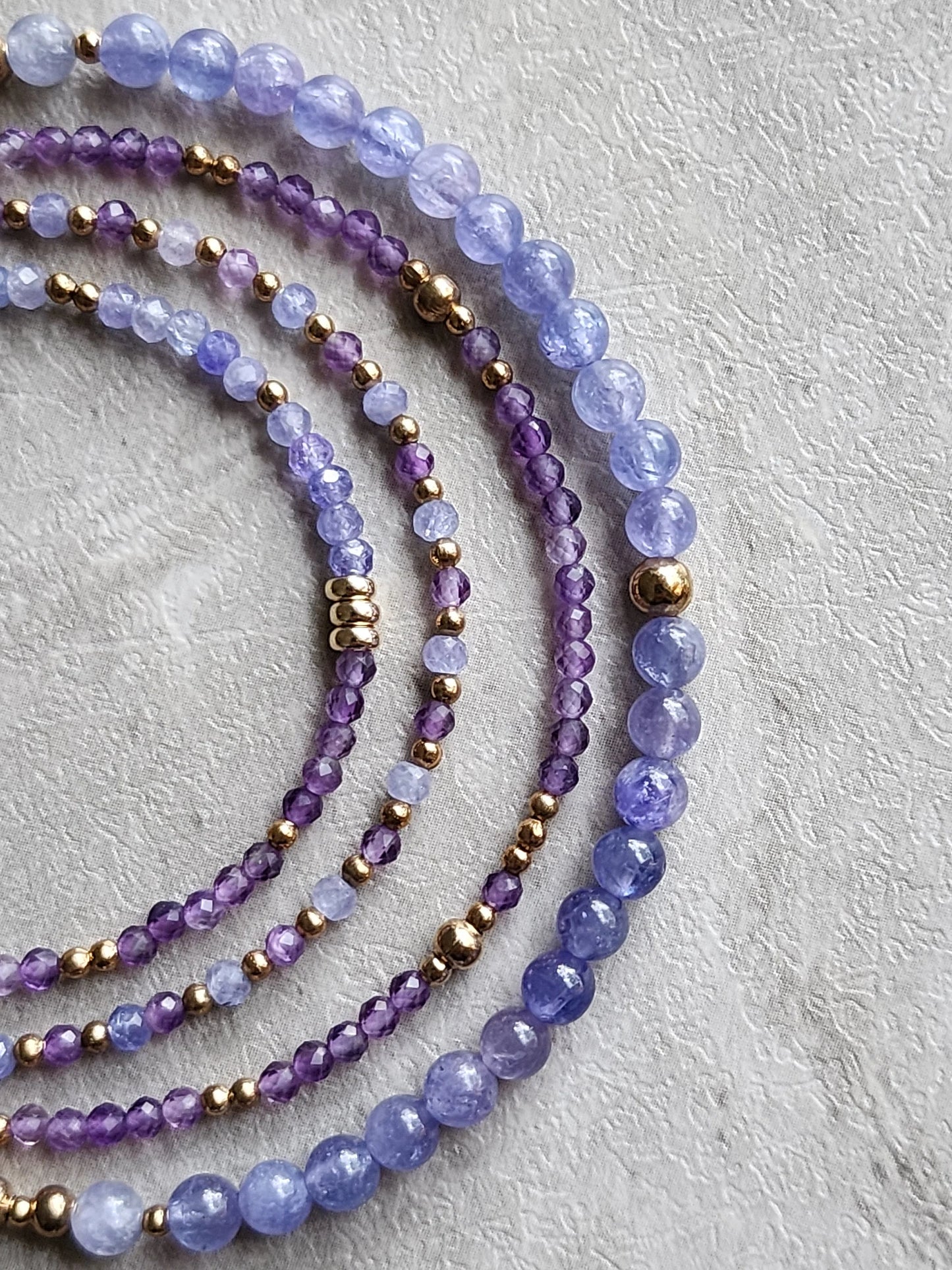 Amethyst Tanzanite Stacking Bracelet Set