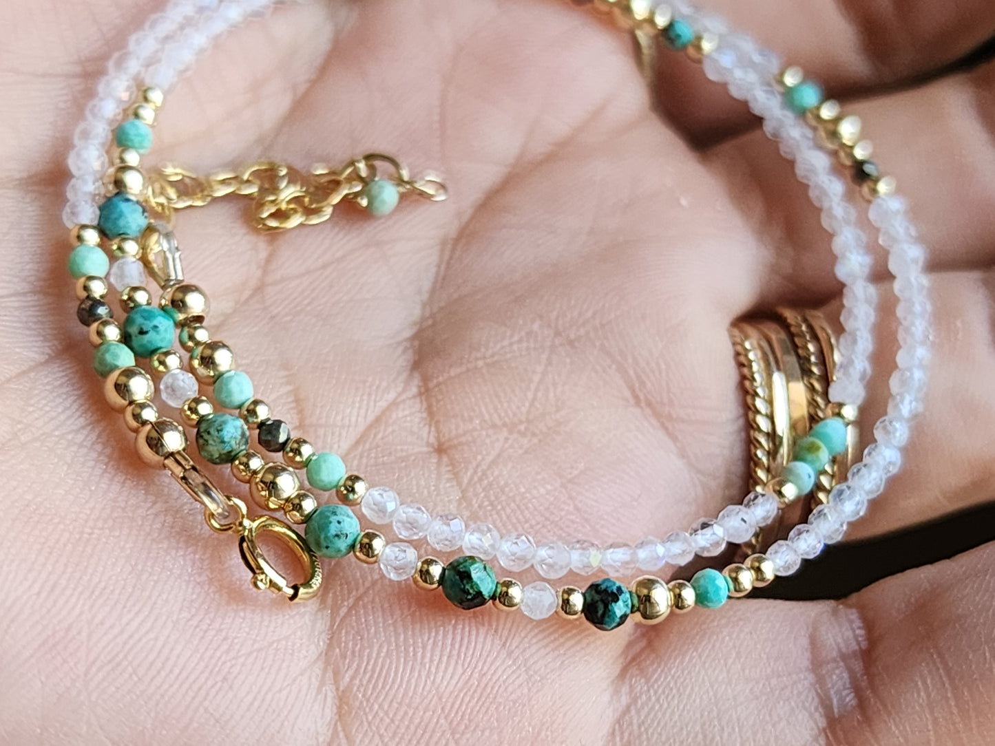 Turquoise Moonstone Stacking Necklace