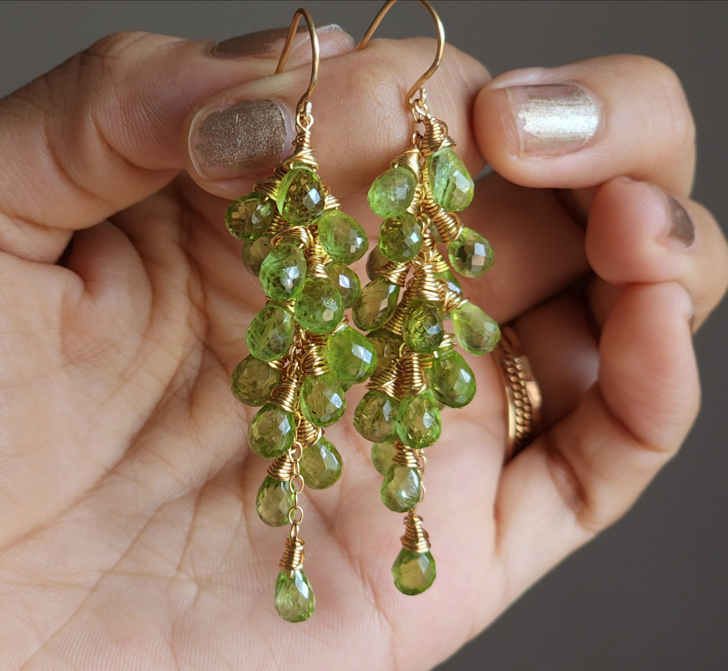 Peridot Cascade Earrings