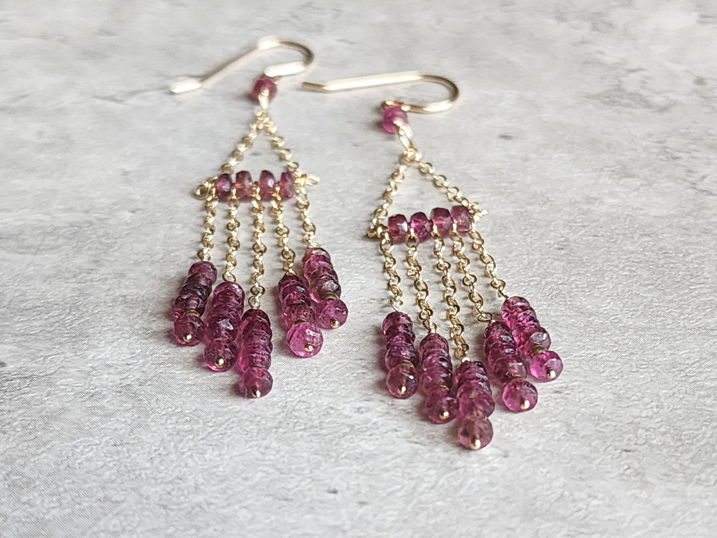 Pink Tourmaline Chandelier Earrings