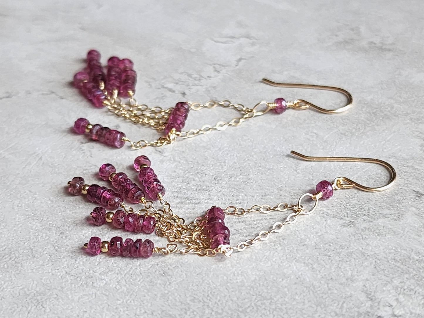 Pink Tourmaline Chandelier Earrings