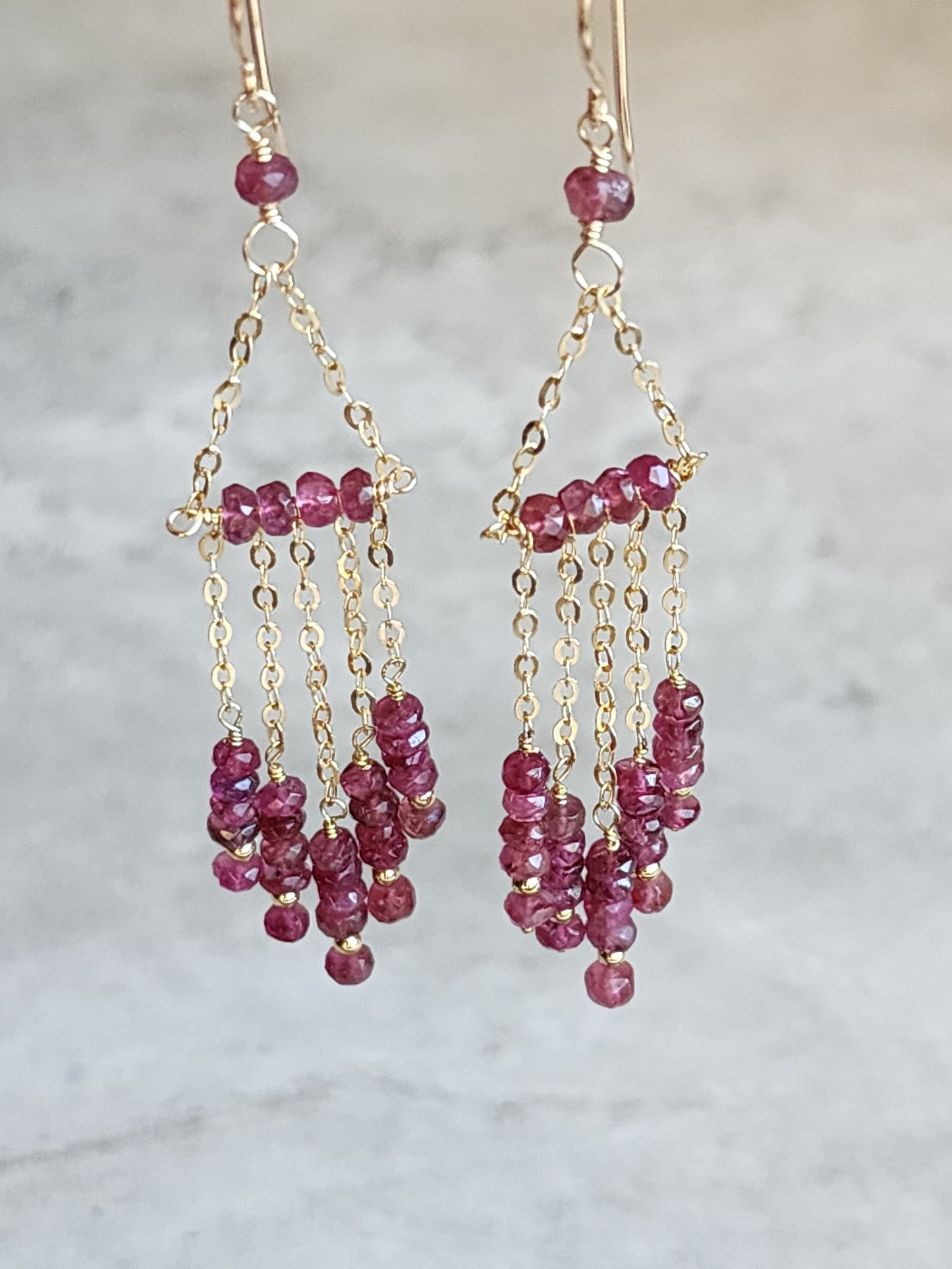 Pink Tourmaline Chandelier Earrings