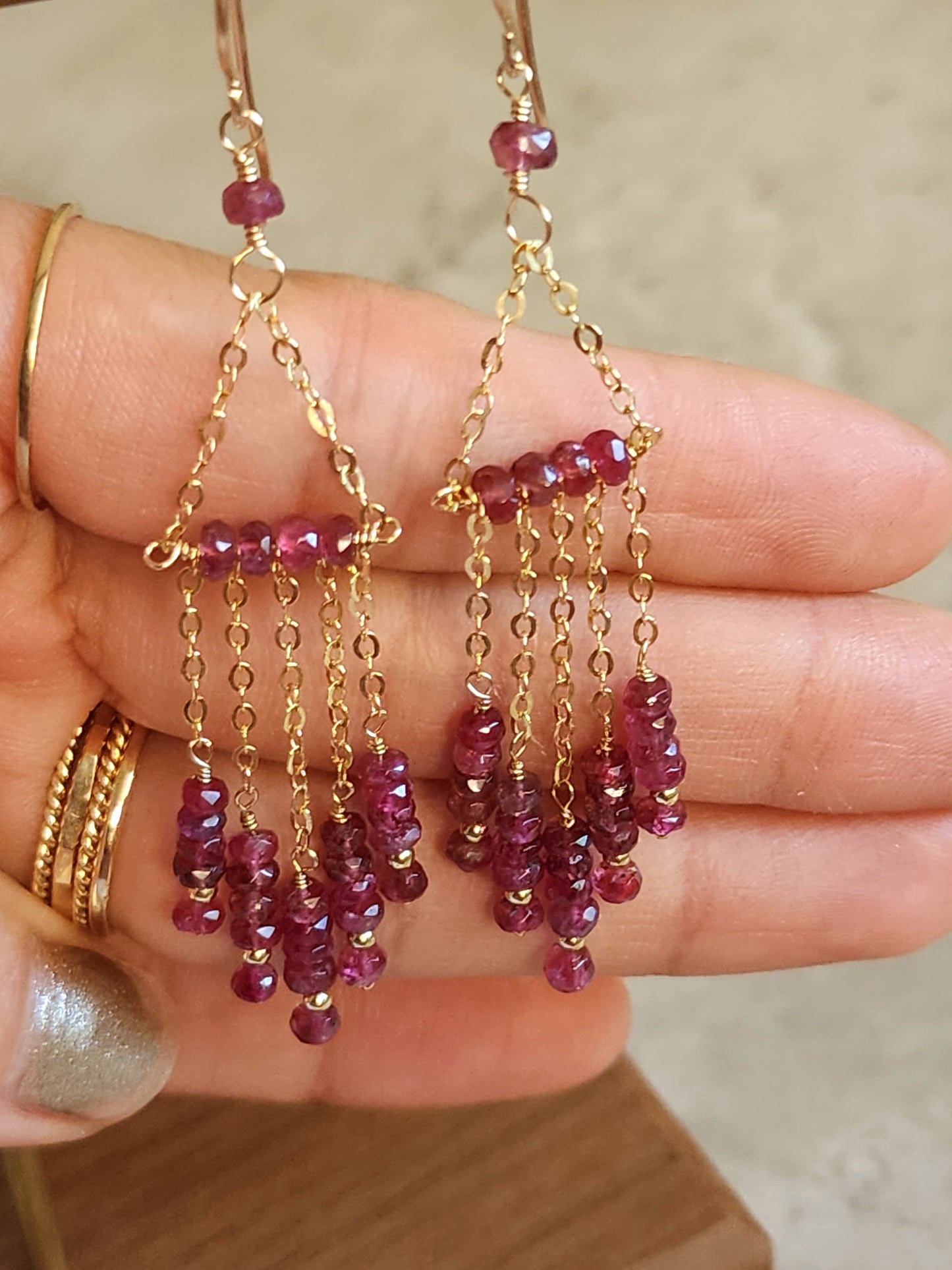 Pink Tourmaline Chandelier Earrings