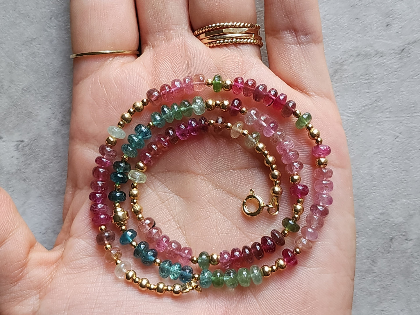 Blue Pink Tourmaline Necklace