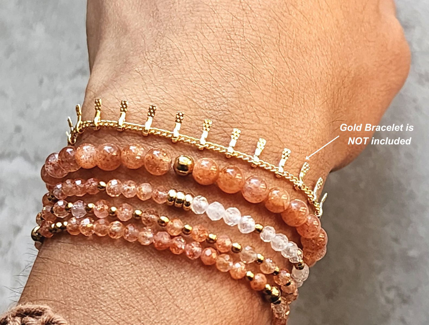 Sunstone Moonstone Stacking Bracelet Set