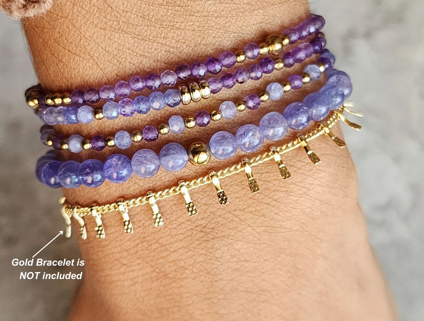 Amethyst Tanzanite Stacking Bracelet Set