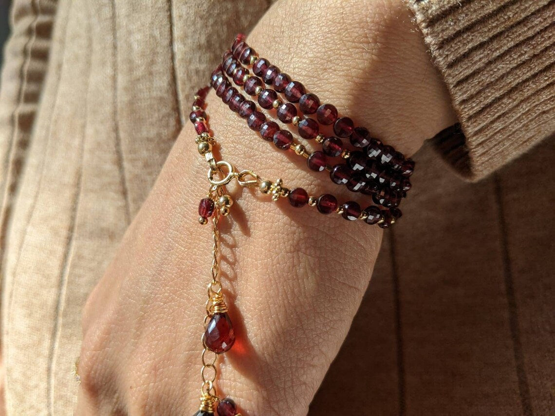 Red Garnet Wrap Bracelet