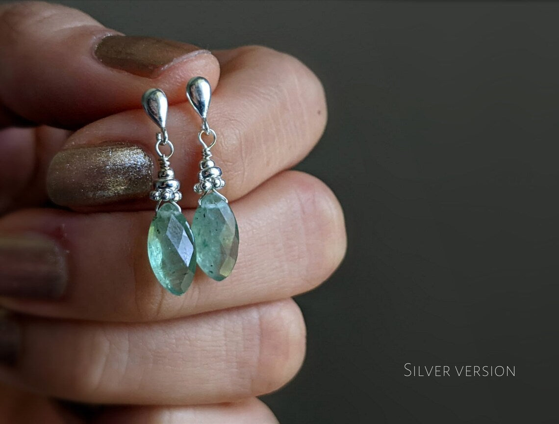Green Kyanite Marquise Earrings