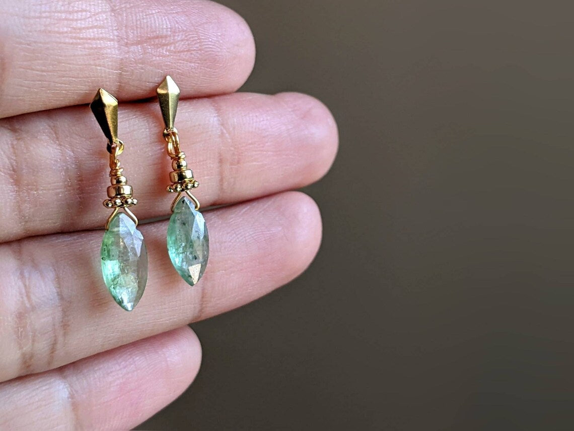 Green Kyanite Marquise Earrings
