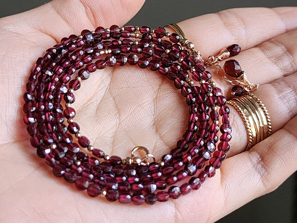 Red Garnet Wrap Bracelet