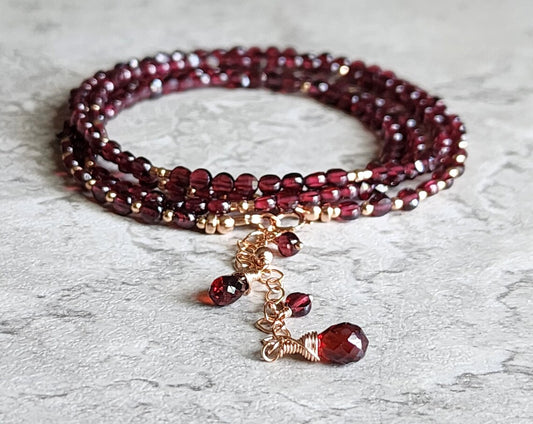 Red Garnet Wrap Bracelet