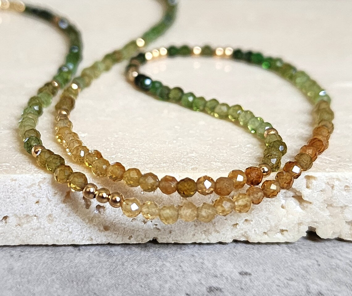 Green Tourmaline Stacking Necklace