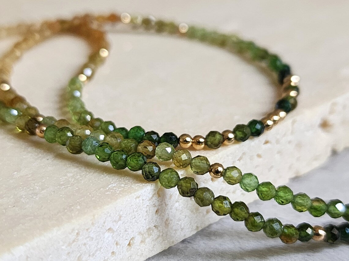 Green Tourmaline Stacking Necklace