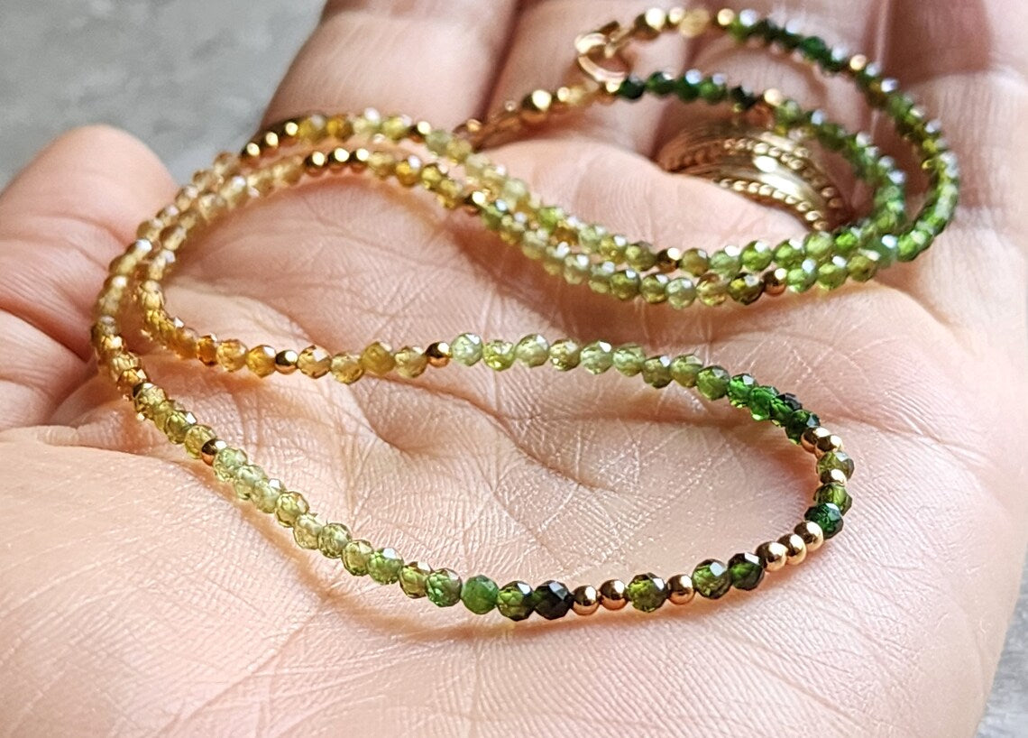 Green Tourmaline Stacking Necklace