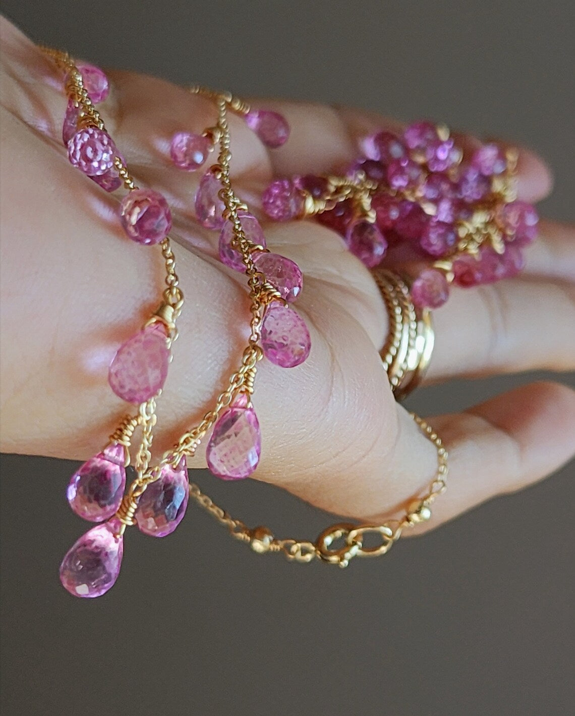 Pink Topaz Cascade Earrings