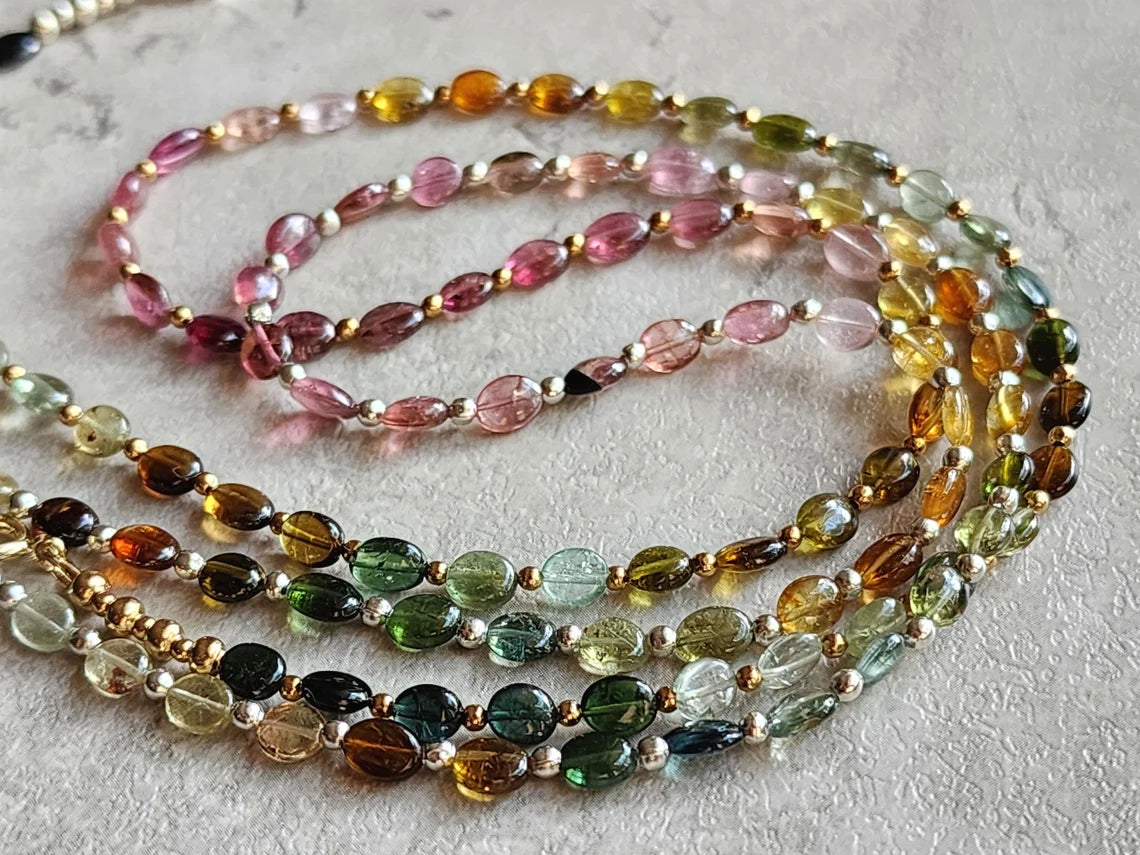 Rainbow Tourmaline Nugget Necklace