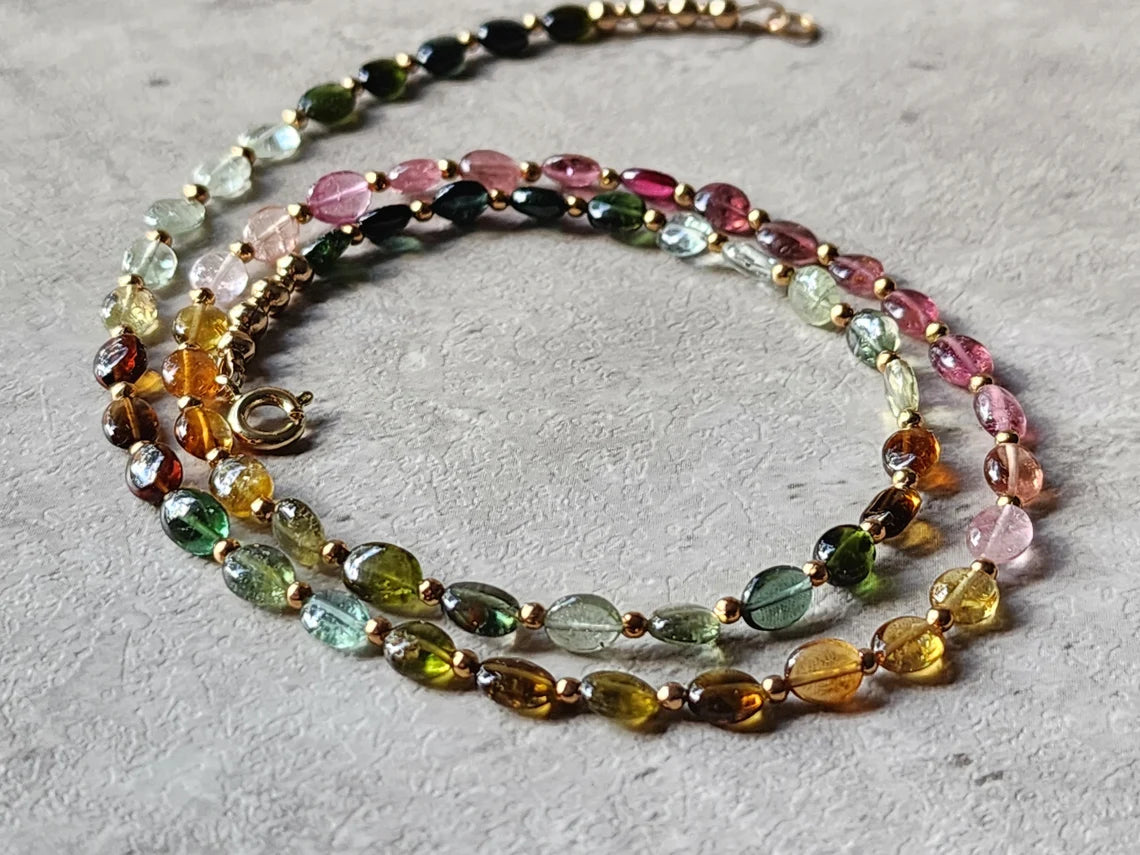 Rainbow Tourmaline Nugget Necklace