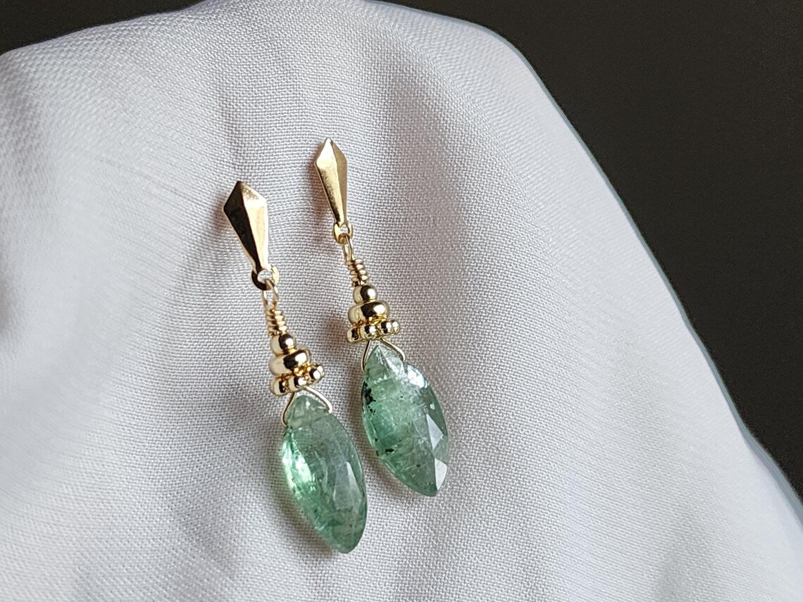 Green Kyanite Marquise Earrings