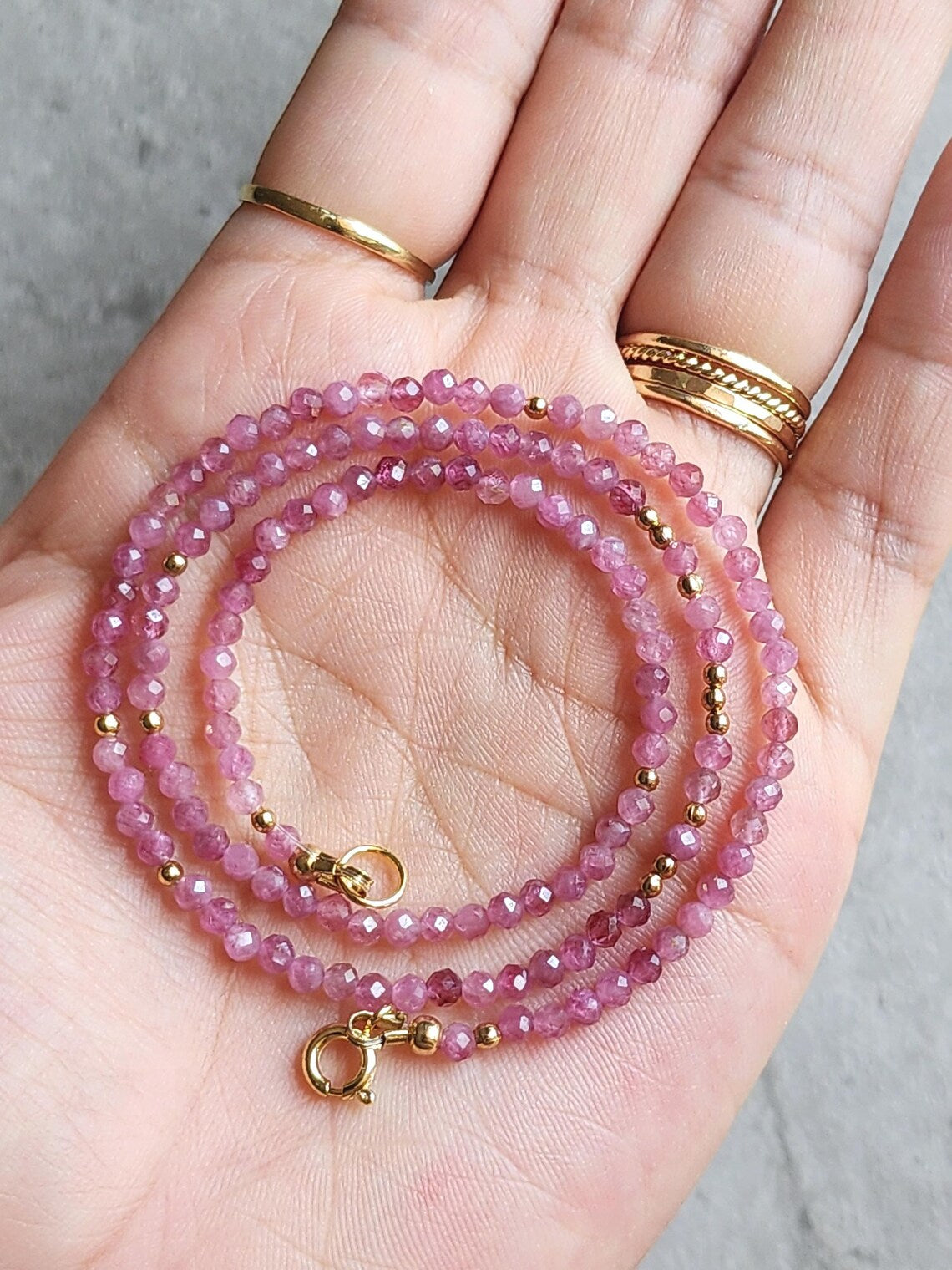 Pink Tourmaline Stacking Necklace