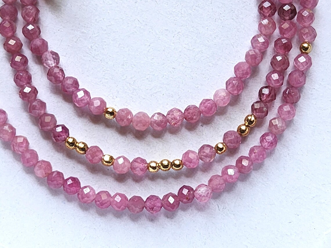 Pink Tourmaline Stacking Necklace