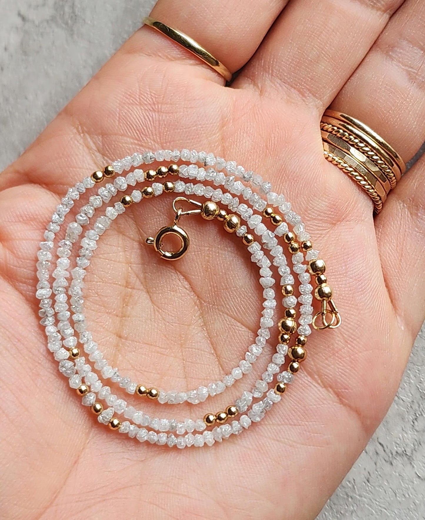 White Diamond Stacking Necklace