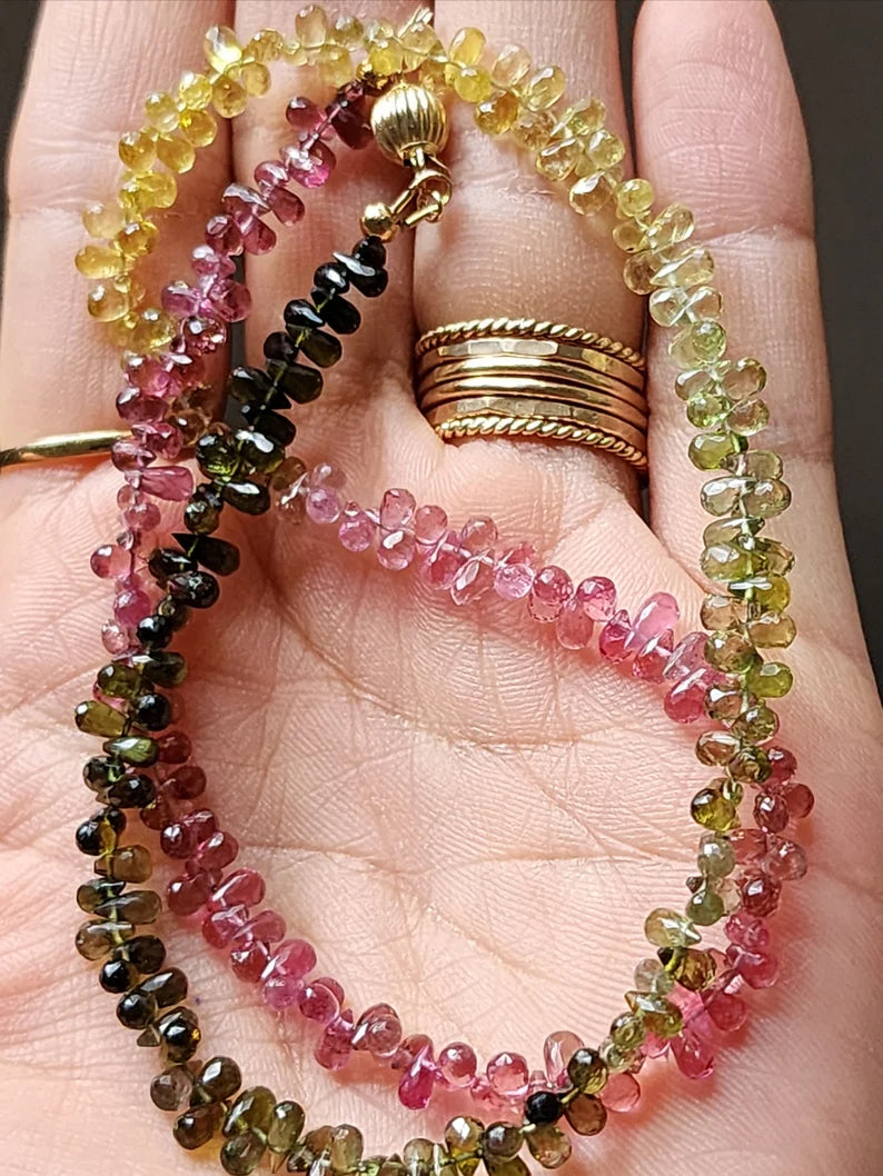 Rainbow Tourmaline Drop Necklace