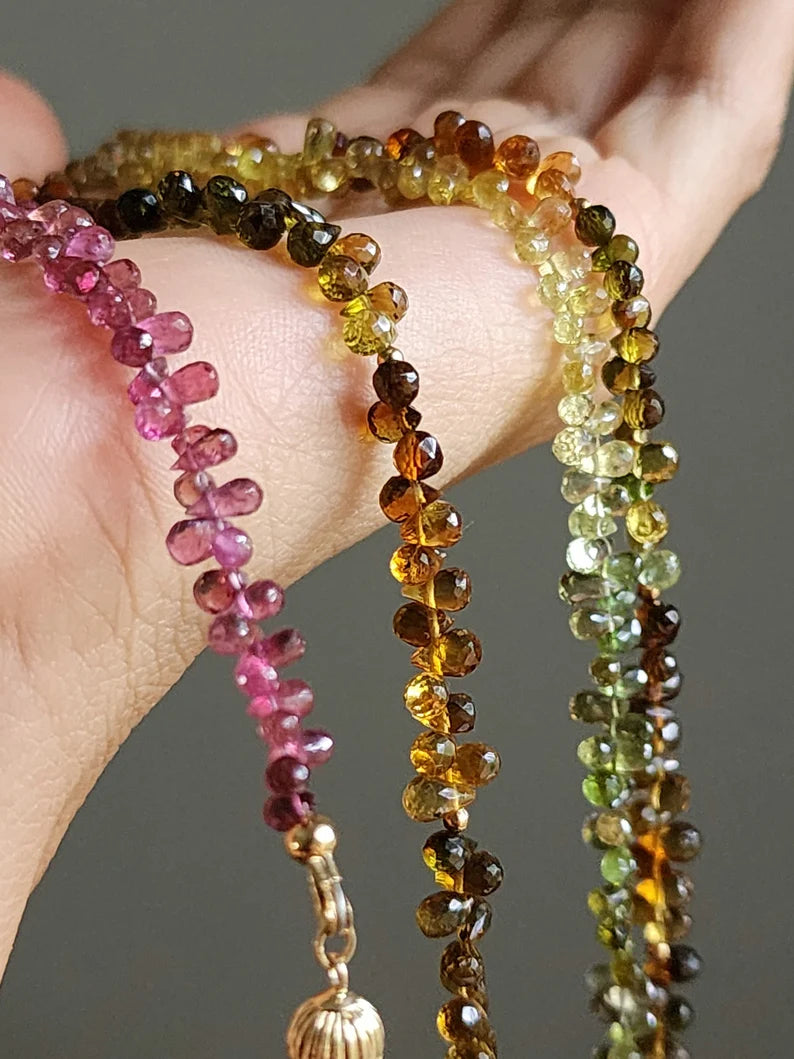 Rainbow Tourmaline Drop Necklace