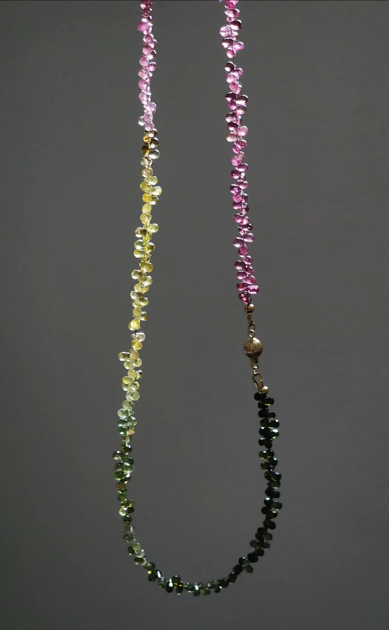 Rainbow Tourmaline Drop Necklace