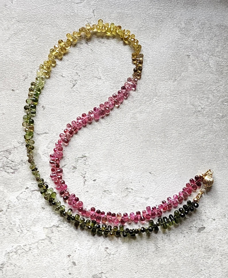 Rainbow Tourmaline Drop Necklace