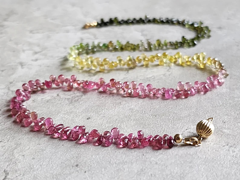 Rainbow Tourmaline Drop Necklace