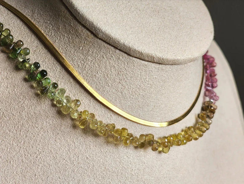 Rainbow Tourmaline Drop Necklace