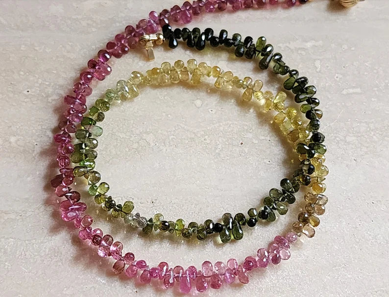 Rainbow Tourmaline Drop Necklace