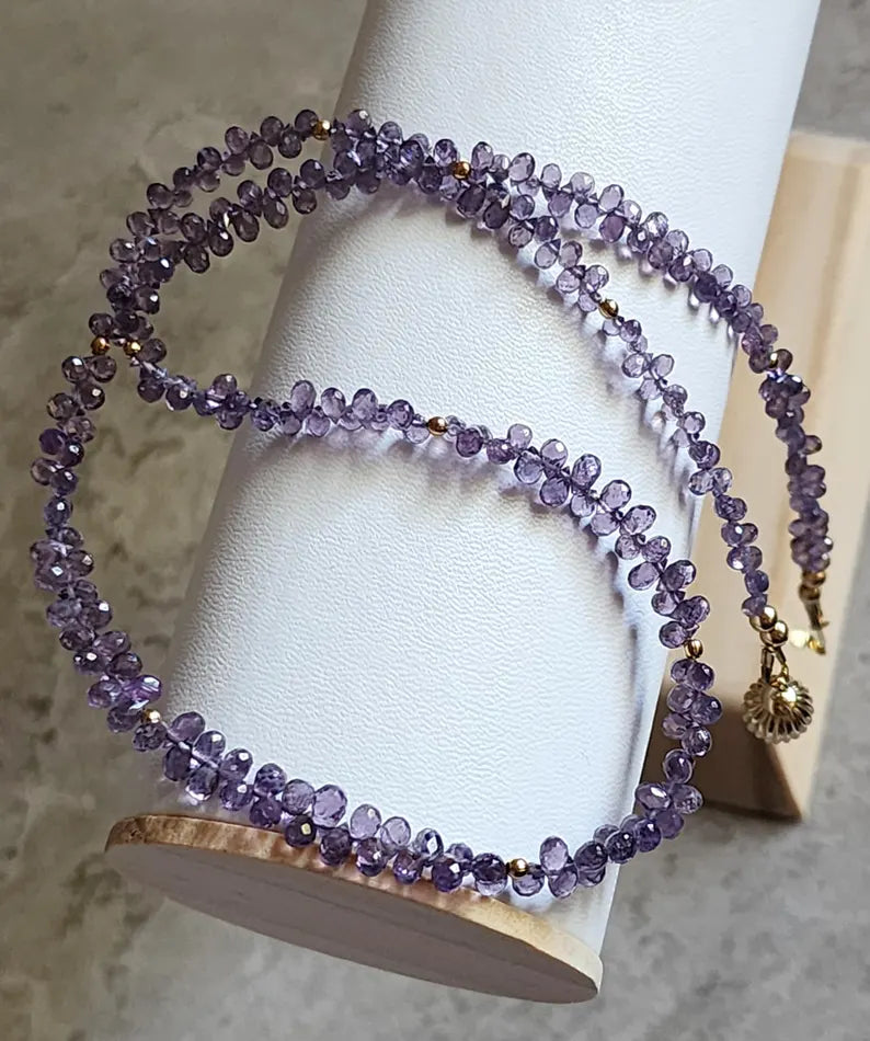 Purple Sapphire Drop Necklace