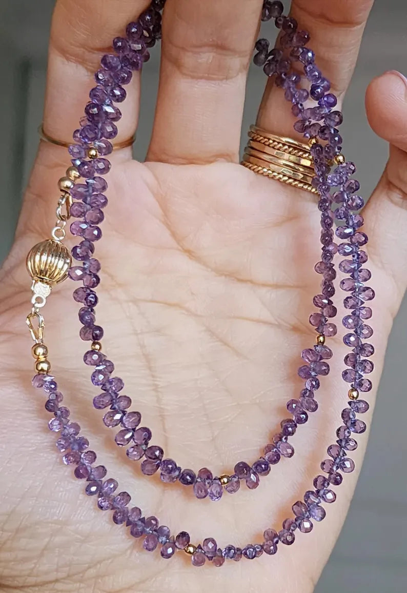 Purple Sapphire Drop Necklace