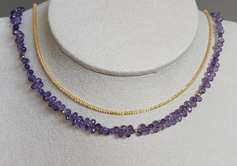 Purple Sapphire Drop Necklace