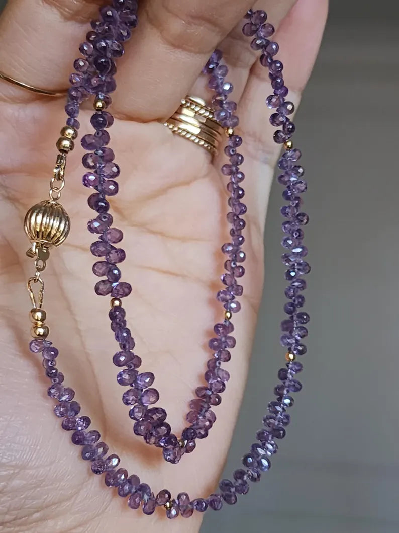 Purple Sapphire Drop Necklace